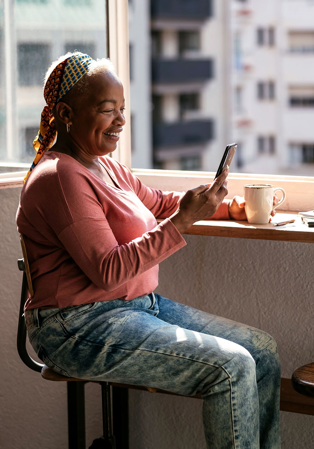 Senior woman using Bold on her phone